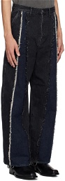 JieDa Black & Navy Switching Over Jeans