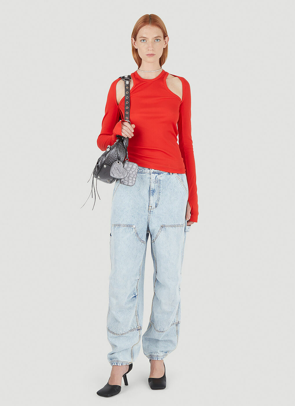 alexanderwang DOUBLE FRONT CARPENTER PANT IN DENIM PEBBLE BLEACH -  alexanderwang® LV