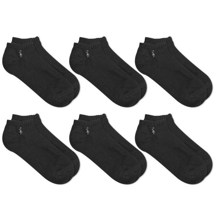 Photo: Polo Ralph Lauren Men's Pony Player Ankle Sock - 6 Pack in Black