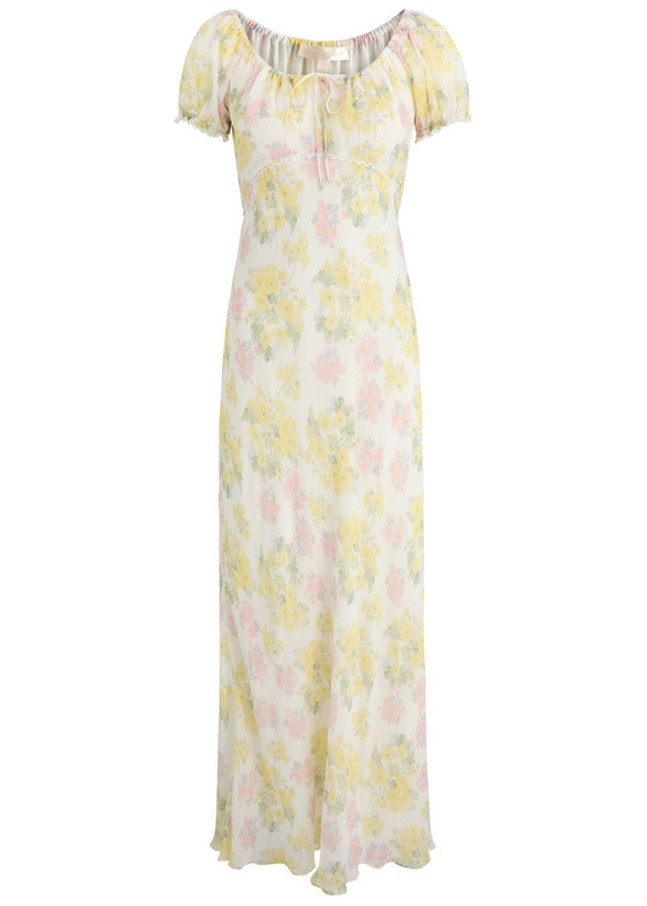 Photo: Loveshackfancy Kelila Floral-print Chiffon Maxi Dress Cream