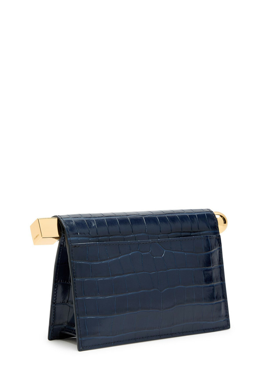 Jacquemus La Petite Pochette Rond Carré Crocodile-effect Leather Clutch - Navy - One Size