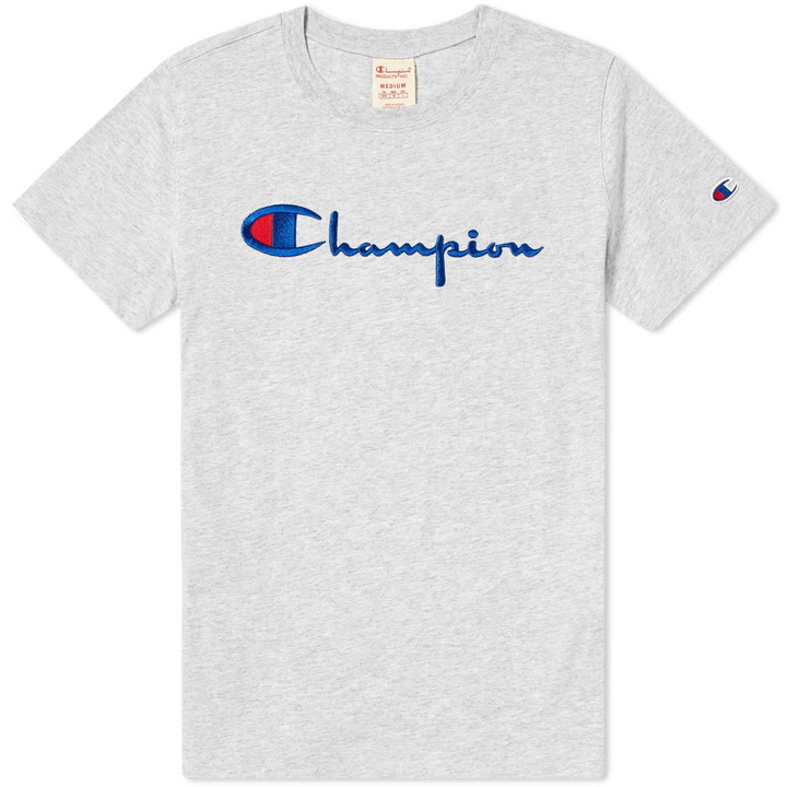 Photo: Champion Reverse Weave Women's Large Script Logo Tee