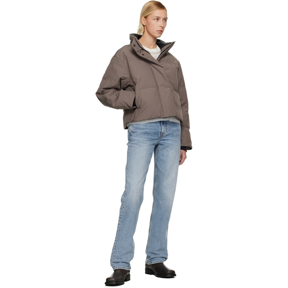 Canada Goose Taupe Grandview Cropped Down Jacket