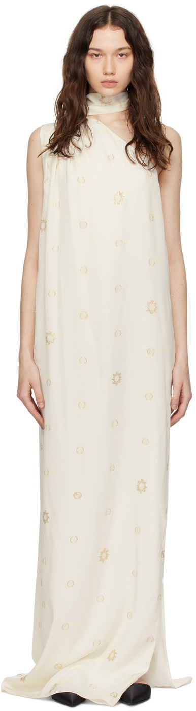 Stella McCartney Off-White One-Shoulder Scarf Maxi Dress