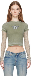 GUESS USA Green Vintage Layered Lace T-shirt