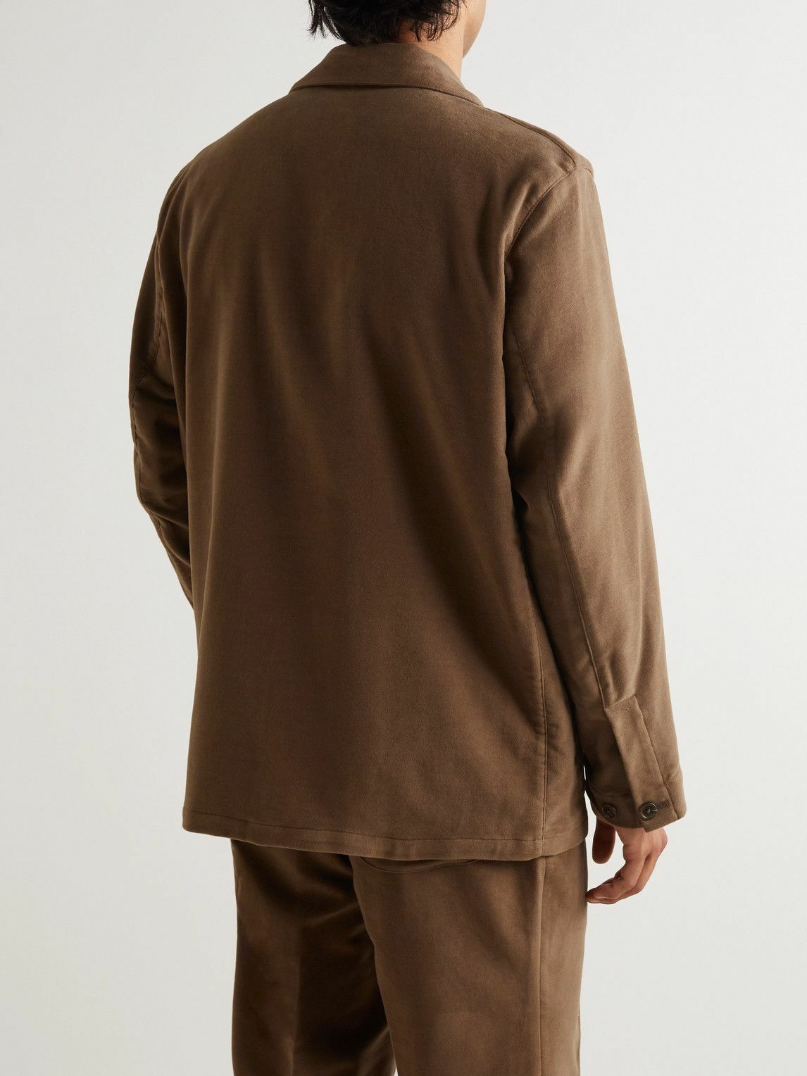 Stoffa - Throwing Fits Double-Breasted Cotton-Blend Moleskin Blazer - Brown