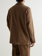 Stoffa - Throwing Fits Double-Breasted Cotton-Blend Moleskin Blazer - Brown