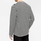 Comme des Garçons Play Men's Long Sleeve Heart Logo Stripe T-Shirt in Black/White