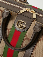 GUCCI - Leather and Webbing-Trimmed Monogrammed Canvas Duffle Bag