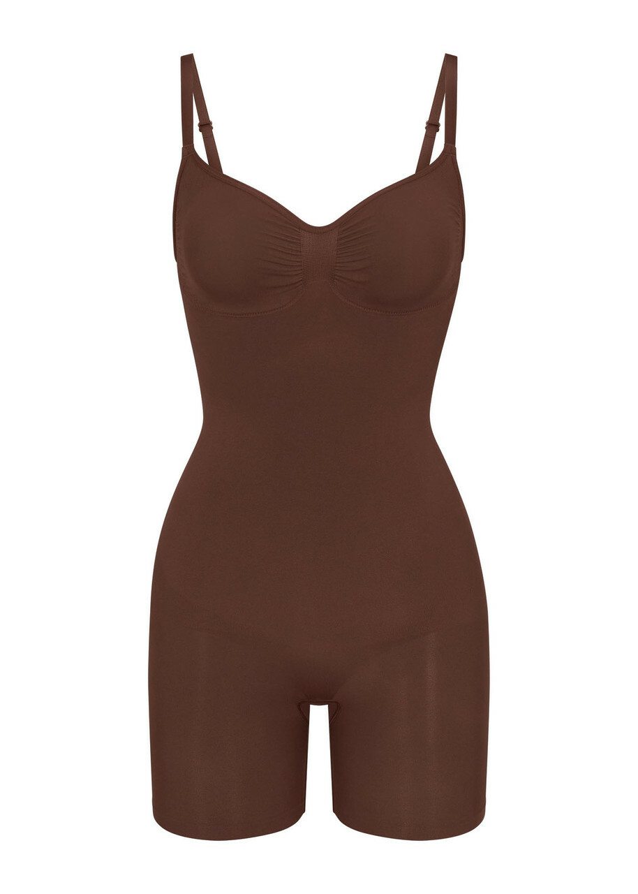 Skims Seamless Sculpt Mid-thigh Bodysuit Brown