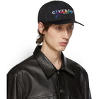 Givenchy Black Embroidered Rainbow Logo Cap