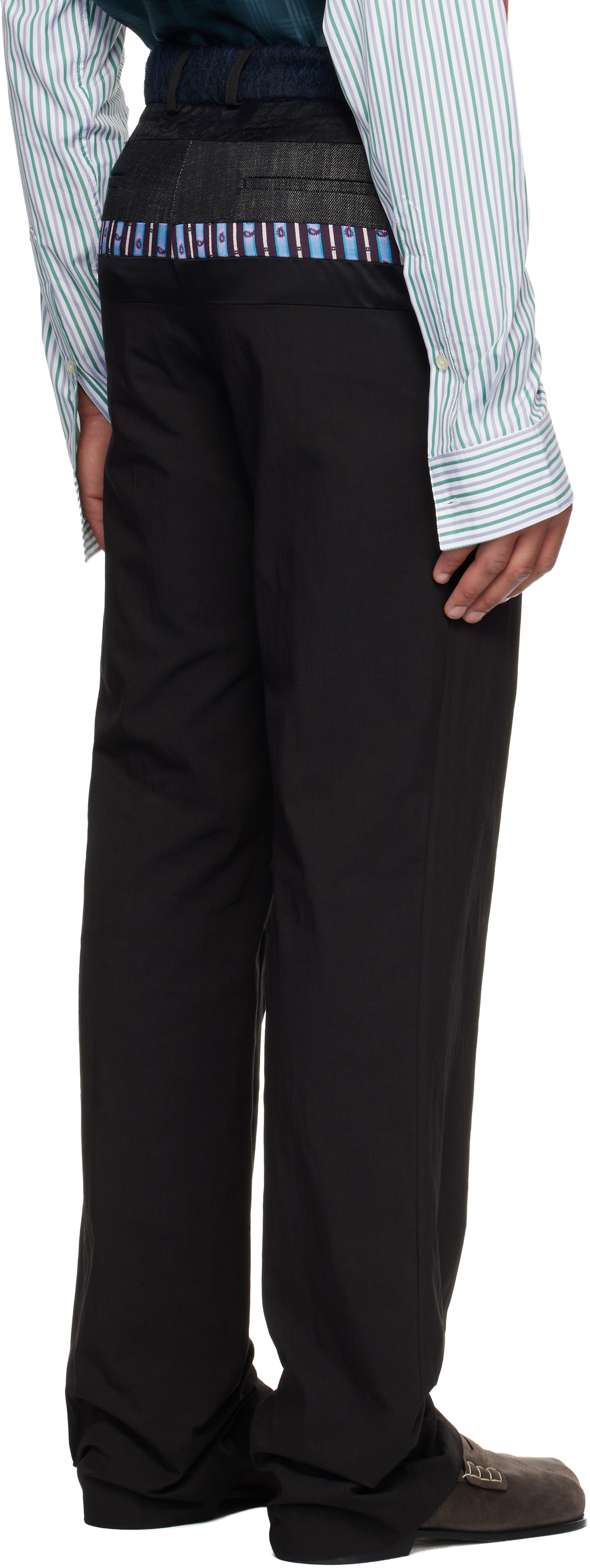 Edward Cuming Black Stacked Tailored Trousers