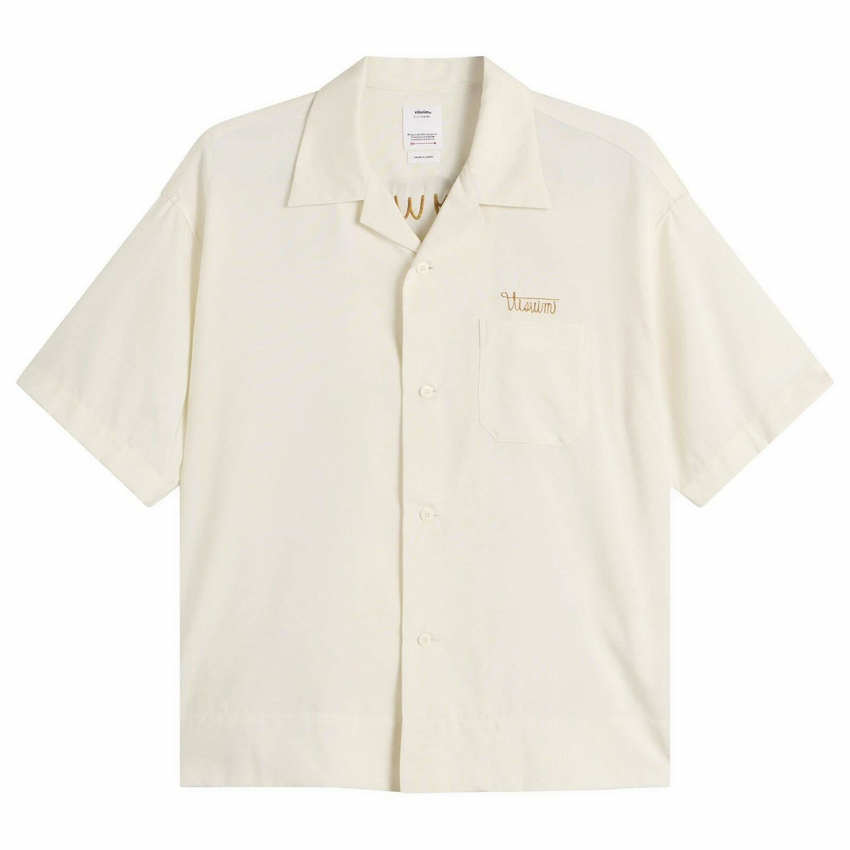 Visvim Men's Copa Silk Short Sleeve Shirt in Ivory Visvim