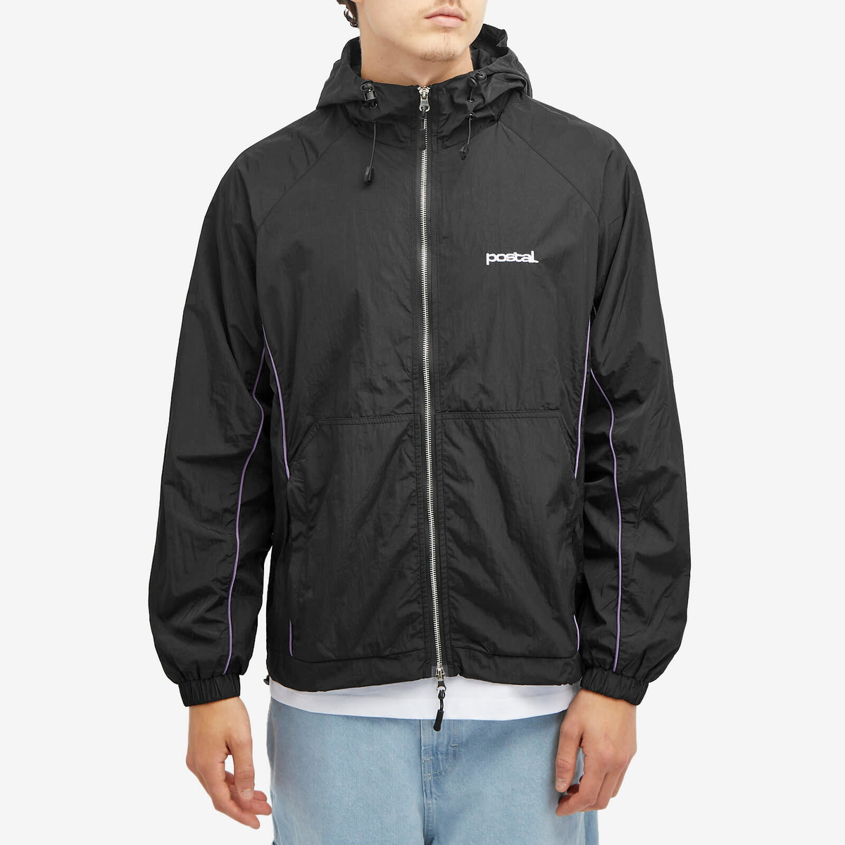 POSTAL Men's Nylon Metal Hooded Jacket in Black