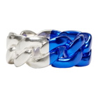Maison Margiela Silver and Blue Chain-Link Ring