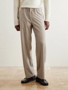 Lardini - Straight-Leg Stretch-Wool Flannel Trousers - Neutrals