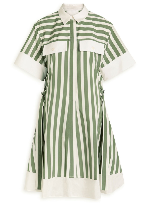 Photo: 3.1 Phillip Lim Striped Cotton-blend Mini Dress White And Green