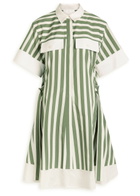 3.1 Phillip Lim Striped Cotton-blend Mini Dress White And Green