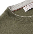 Brunello Cucinelli - Contrast-Tipped Cashmere Sweater - Green
