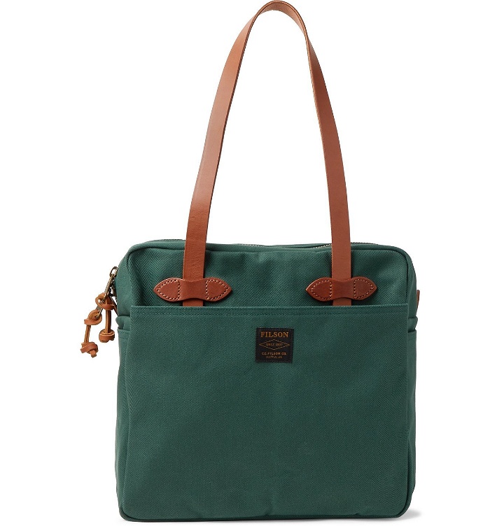 Photo: Filson - Leather-Trimmed Cotton-Twill Briefcase - Green
