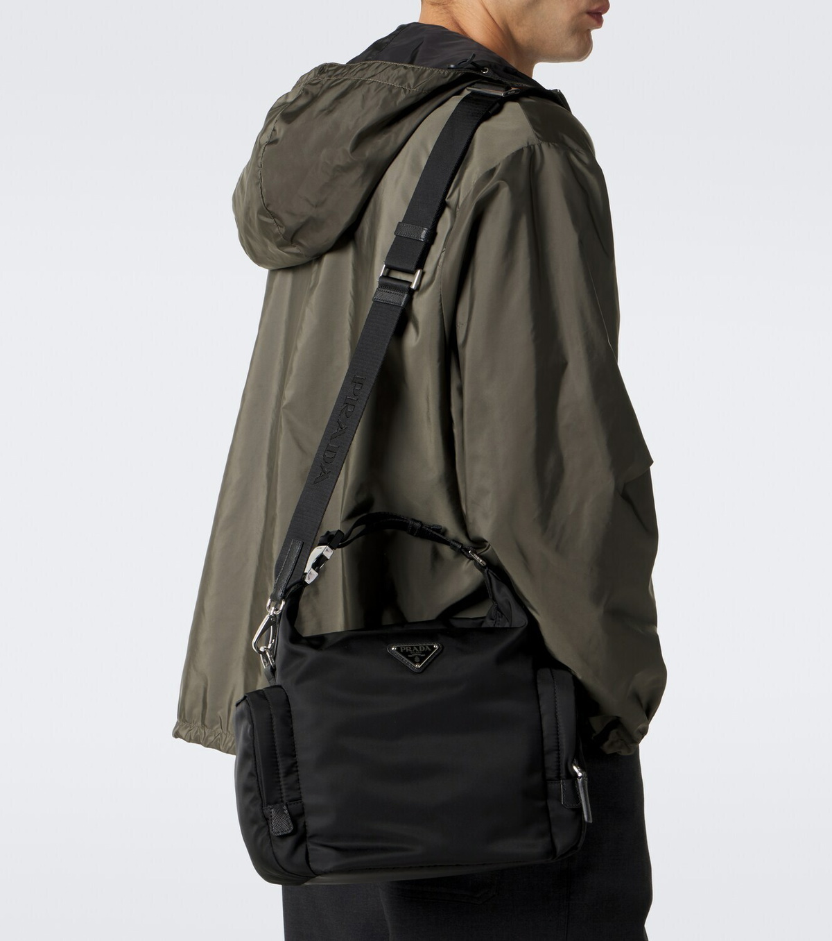 Prada Re-Nylon leather-trimmed shoulder bag