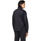AMI Alexandre Mattiussi Navy Embroidered Technical Zipped Sweater