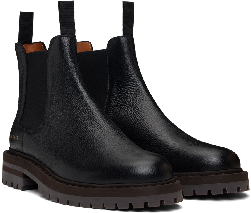 Common Projects Black Workboot Chelsea Boots