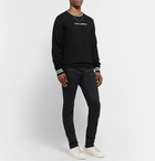 Dolce & Gabbana - Slim-Fit Contrast-Tipped Logo-Embroidered Virgin Wool Sweater - Black