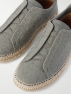 Zegna - Triple Stitch™ Leather-Trimmed Canvas Slip-On Sneakers - Gray