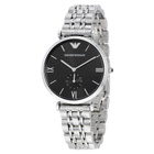 Emporio Armani Retro Black Dial Stainless Steel Mens Watch AR1676