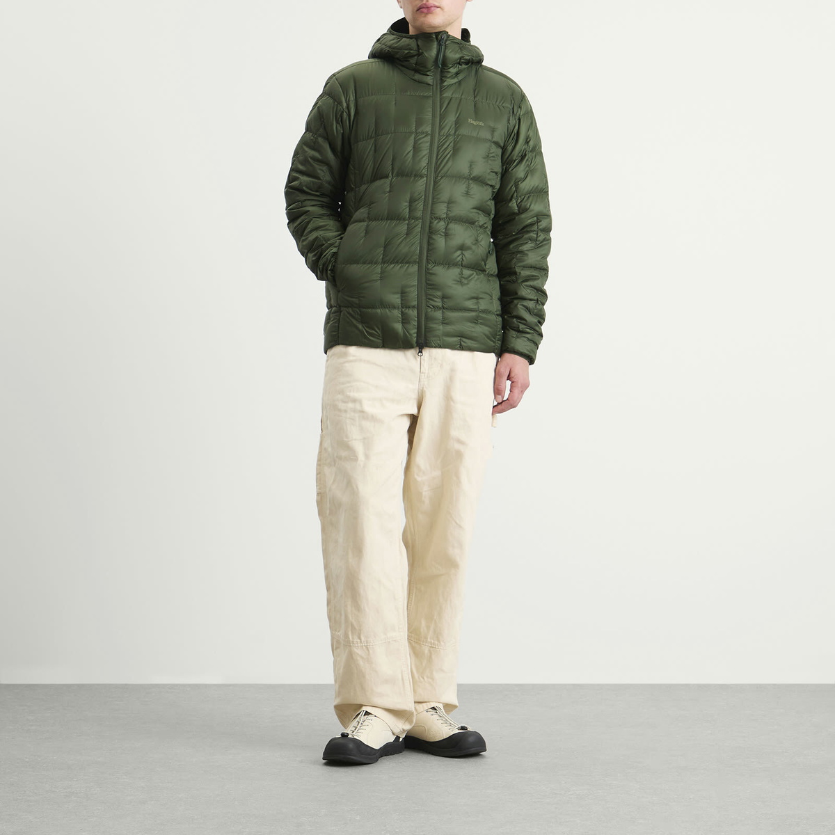 Haglöfs Men's Hede Down Hooded Jacket in Seaweed Green
