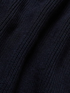 TOM FORD - Ribbed Wool and Silk-Blend Cardigan - Blue