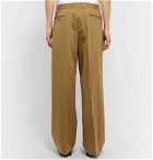 Rochas - Wide-Leg Pleated Cotton and Linen-Blend Trousers - Brown