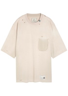 Maison Mihara Yasuhiro Distressed Cotton T-shirt Beige