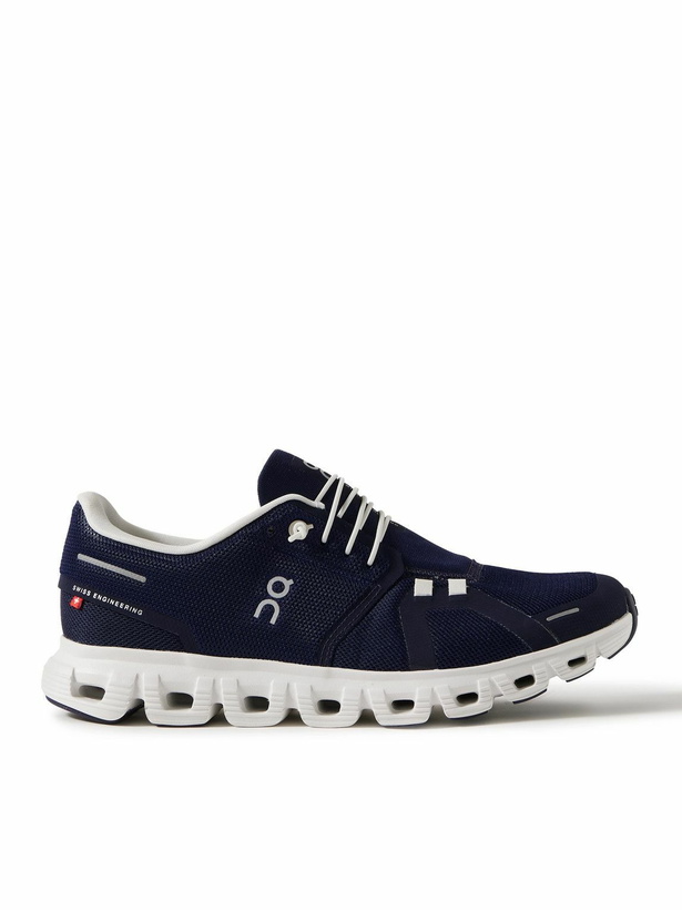 Photo: ON - Cloud 6 Rubber-Trimmed Mesh Slip-On Sneakers - Blue