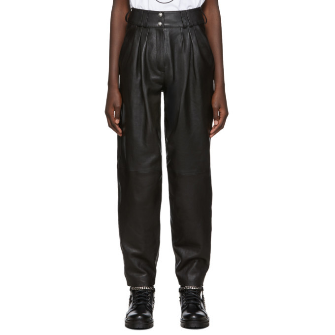 Photo: Balmain Black Leather Tapered Pants