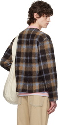 Tonywack Brown Check Wool Mohair Cardigan