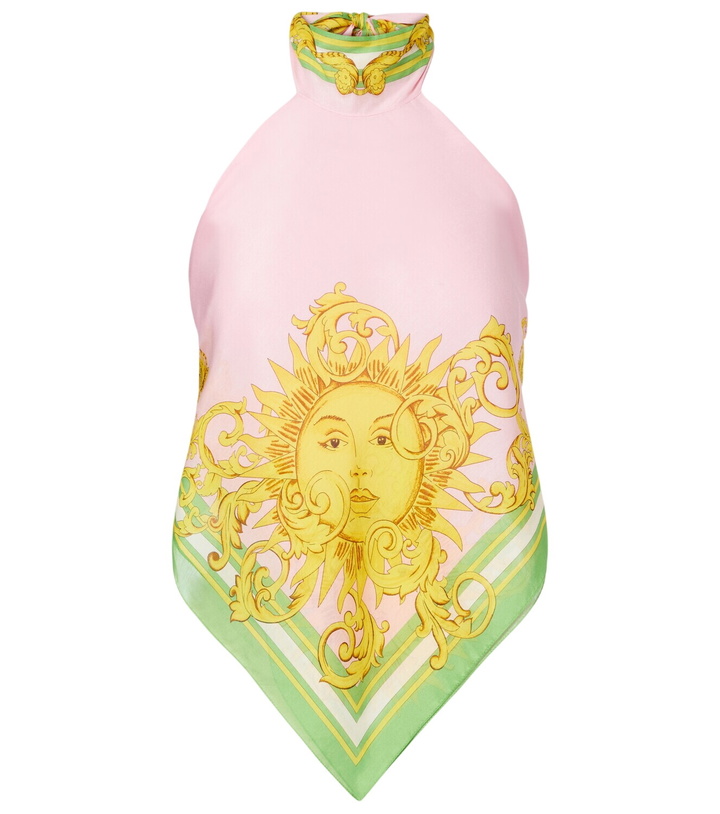 Photo: Versace Printed cotton and silk voile top