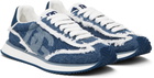 Dolce&Gabbana Blue Mixed-Material 'DG' Cushion Sneakers