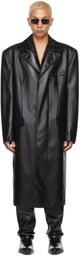 LU'U DAN SSENSE Exclusive Black Faux-Leather Tailored Coat