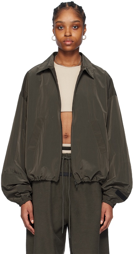 Photo: Fear of God ESSENTIALS Gray Shell Bomber Jacket