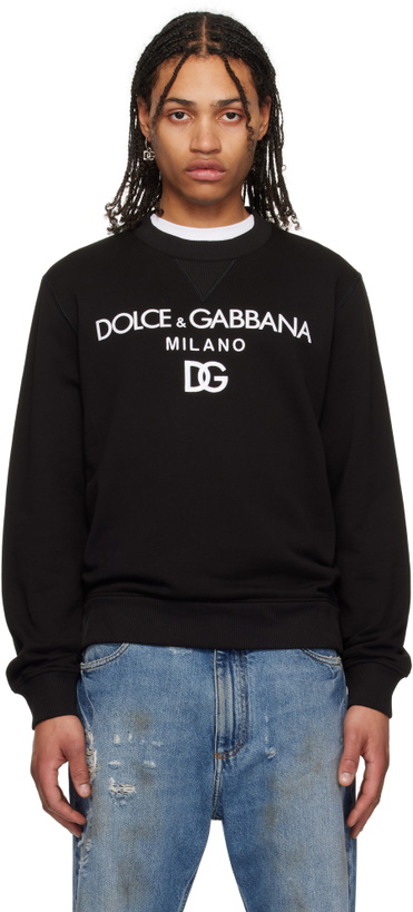 Photo: Dolce&Gabbana Black 'DG' Embroidery Jersey Sweatshirt
