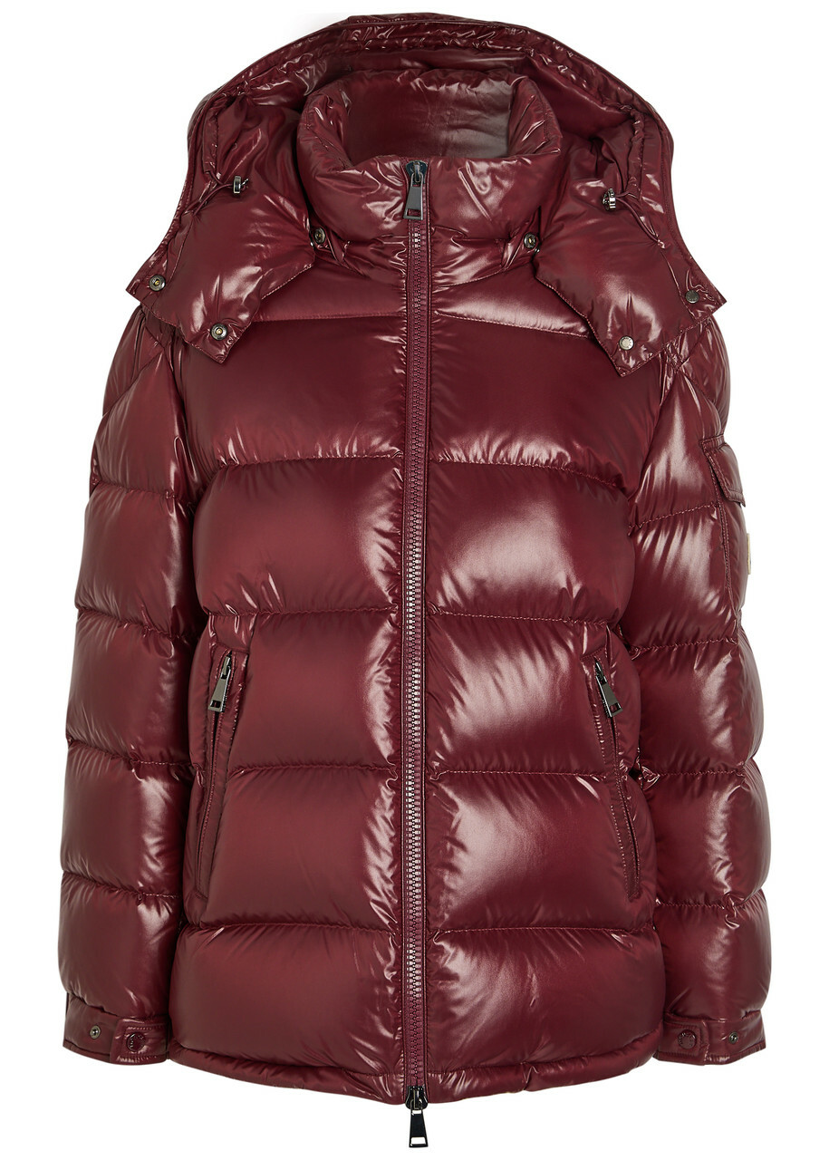 Moncler Maire Padded Hooded Laqué Nylon Jacket Red