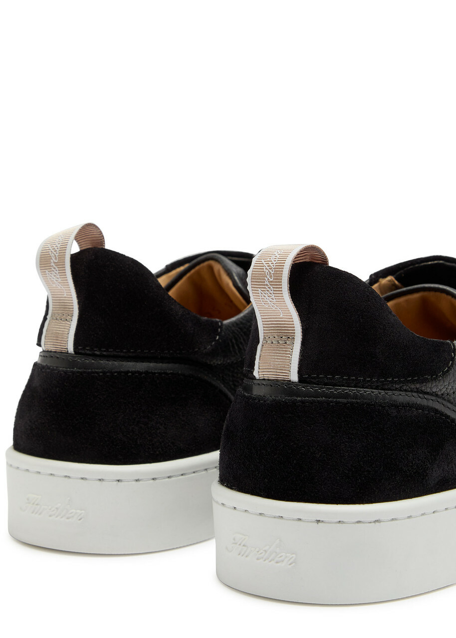 Aurélien Leisure 2.0 Panelled Grained Leather Sneakers Black
