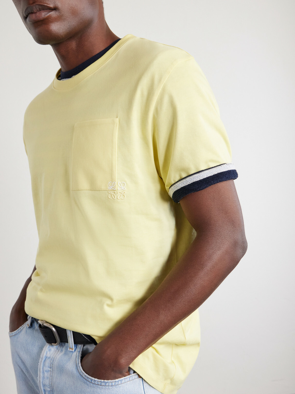 LOEWE - Anagram-Embroidered Cotton-Jersey T-Shirt - Yellow