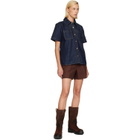 Casablanca Navy Short Sleeve Denim Shirt