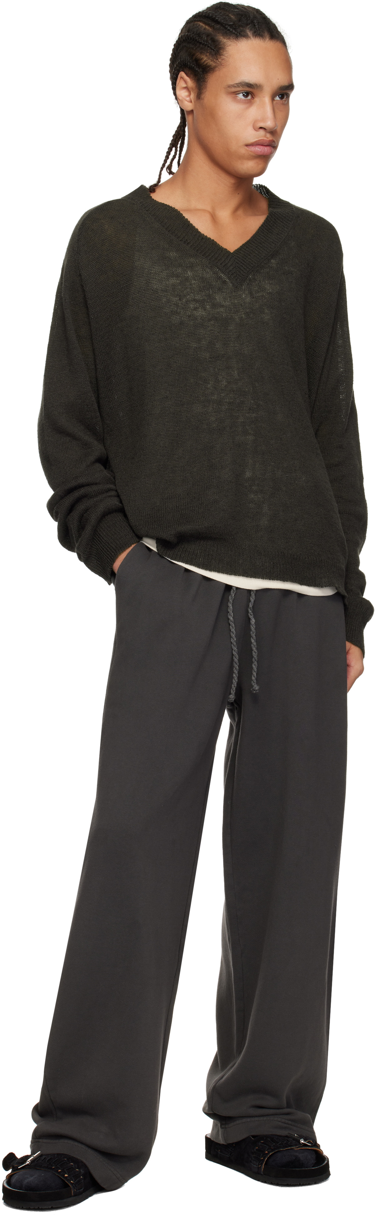 The Elder Statesman Gray Daily Wide Leg Sweatpants
