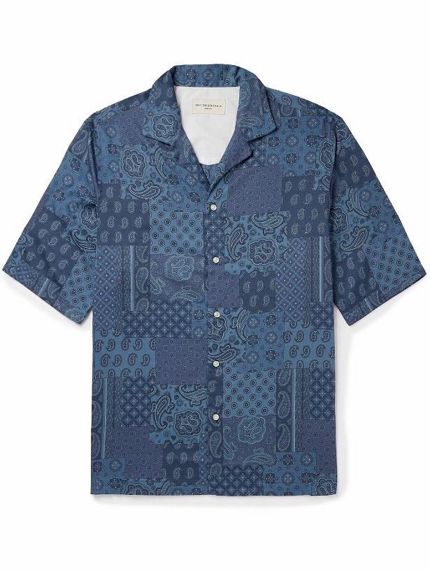 Photo: Officine Générale - Eren Camp-Collar Bandana-Print Cotton-Poplin Shirt - Blue