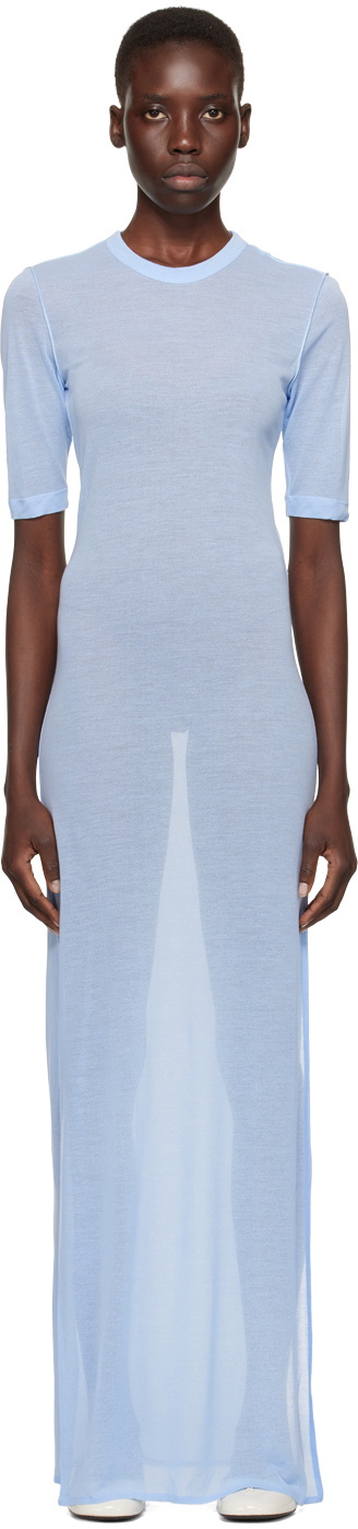 AMI Paris Blue Slit Maxi Dress