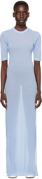 AMI Paris Blue Slit Maxi Dress
